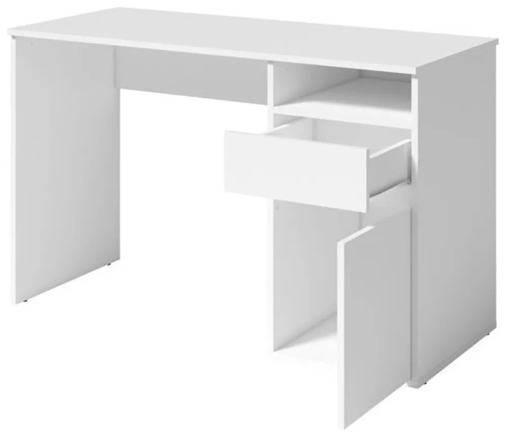 Biurka|Meble Młodzieżowe>MEBLOSIEK Nowoczesne białe biurko młodzieżowe BILLY z szufladą i półką biały