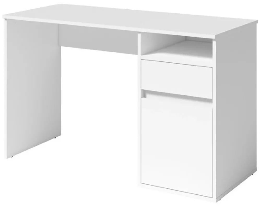 Biurka|Meble Młodzieżowe>MEBLOSIEK Nowoczesne białe biurko młodzieżowe BILLY z szufladą i półką biały