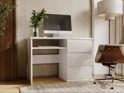 Biurka></noscript>MARIDEX Nowoczesne białe biurko z szufladami 110 cm CRAFTON biały
