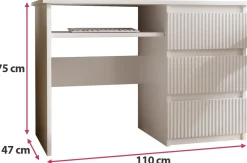Biurka></noscript>MARIDEX Nowoczesne białe biurko z szufladami 110 cm CRAFTON biały