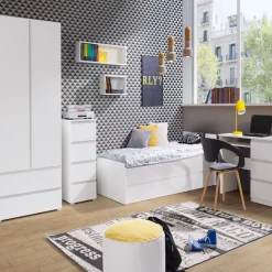 Łóżka Młodzieżowe|Łóżka Ze Stelażem></noscript>MARIDEX Nowoczesne białe łóżko do pokoju młodzieżowego 90x200 cm COSTA biały