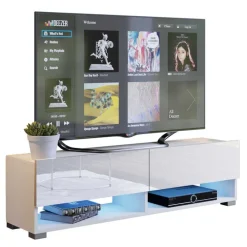 Zestawy Mebli Do Salonu|Szafki Rtv></noscript>BROMARKT Nowoczesne białe szafki RTV 280 cm PREMIUM QUAD biały