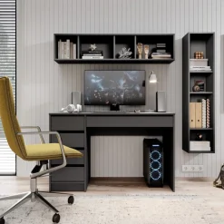 Biurka|Meble Młodzieżowe></noscript>LASKI Nowoczesne biurko z szufladami 120x55 cm JULIA antracyt
