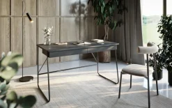 Biurka></noscript>lenart. Nowoczesne czarne biurko z szufladami i metalowymi nogami 135x77 cm MATCH