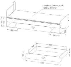 Łóżka Dziecięce|Łóżka Z Zagłówkiem></noscript>DOLMAR Nowoczesne łóżko do pokoju młodzieżowego 80x195 cm COOLIFY