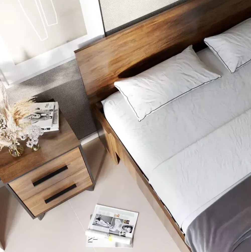 Zestawy Mebli Do Sypialni>GAŁA MEBLE Nowoczesne łóżko do sypialni 160x200 FERANO shirin walnut