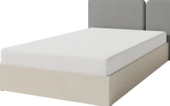 Meble Dla Dzieci|Meble Młodzieżowe>MEBLAR Nowoczesne łóżko jednoosobowe 120x200 cm młodzieżowe z pojemnikiem LISSARO beż piaskowy