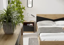 Łóżka Młodzieżowe|Łóżka Z Zagłówkiem></noscript>JUREK Nowoczesne łóżko 140x200 cm do sypialni AMADEO dąb odwieczny