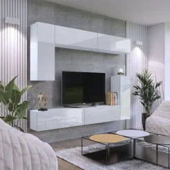 Zestawy Mebli Do Salonu|Meblościanki></noscript>BROMARKT Nowoczesne meble do salonu połysk PREMIUM biały
