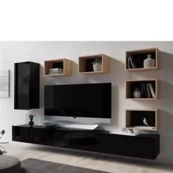 Zestawy Mebli Młodzieżowych|Meblościanki>GiB Meble Nowoczesne meble do salonu czarny połysk MODERN 37