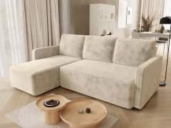 Meble Dla Dzieci|Meble Młodzieżowe>BROMARKT Nowoczesny beżowy narożnik z funkcją spania do salonu QULIO