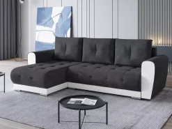 Meble Dla Dzieci|Meble Młodzieżowe></noscript>BROMARKT Nowoczesny czarny narożnik z funkcją spania do salonu DOMI