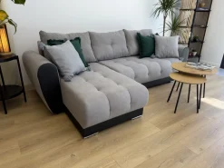 Meble Dla Dzieci|Meble Młodzieżowe></noscript>BROMARKT Nowoczesny czarny narożnik z funkcją spania do salonu DOMI