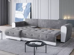 Meble Dla Dzieci|Meble Młodzieżowe></noscript>BROMARKT Nowoczesny czarny narożnik z funkcją spania do salonu DOMI