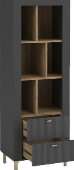 Regały Na Książki|Zestawy Mebli Do Sypialni>DOLMAR Nowoczesny regał z szufladami do salonu 60 cm MISTY czarny