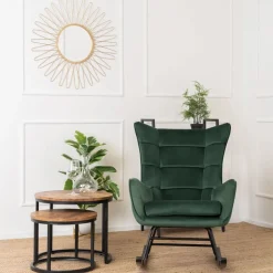 Fotele></noscript>MEBEL ELITE Nowoczesny fotel bujany do salonu zielony JAXON