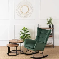 Fotele></noscript>MEBEL ELITE Nowoczesny fotel bujany do salonu zielony JAXON