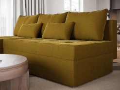 Meble Dla Dzieci|Meble Młodzieżowe></noscript>BROMARKT Nowoczesny mały musztardowy narożnik z funkcją spania HOT SLIM