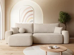 Meble Dla Dzieci|Meble Młodzieżowe></noscript>BROMARKT Nowoczesny narożnik beżowy z funkcją spania CARMELLO DUO boucle