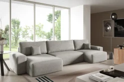 Narożniki>BROMARKT Nowoczesny narożnik boucle duży z funkcją spania w kształcie U CAMILO