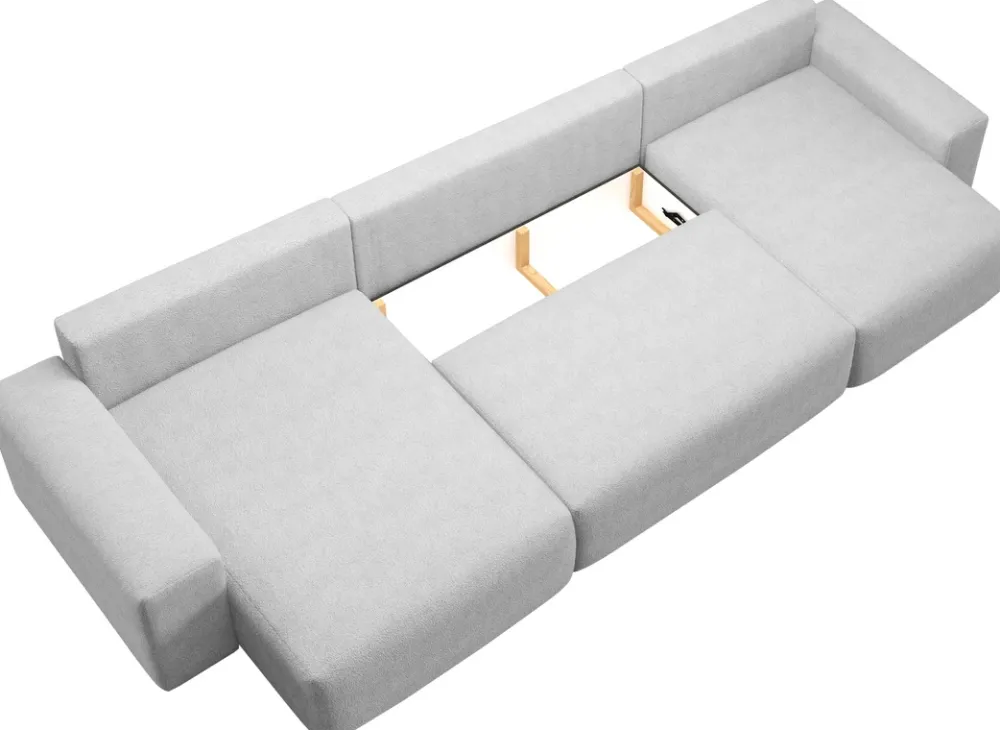 Narożniki>BROMARKT Nowoczesny narożnik boucle duży z funkcją spania w kształcie U CAMILO