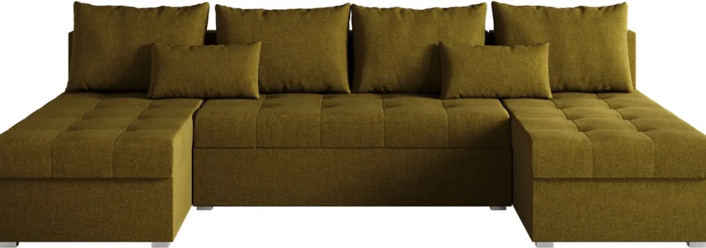Narożniki>BROMARKT Nowoczesny narożnik do salonu z funkcją spania HOT SLIM U duży musztardowy