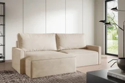 Meble Dla Dzieci|Narożniki></noscript>BROMARKT Nowoczesny narożnik do salonu z funkcją spania i pojemnikiem boucle NORBERT