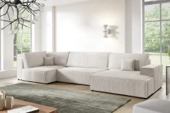 Narożniki>BROMARKT Nowoczesny narożnik do salonu w kształcie U beżowy PABLO MAXI