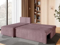 Meble Dla Dzieci|Meble Młodzieżowe>BROMARKT Nowoczesny narożnik do salonu z funkcją spania mały TOP SLIM różowy