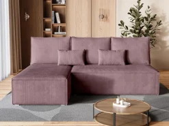 Meble Dla Dzieci|Meble Młodzieżowe></noscript>BROMARKT Nowoczesny narożnik do salonu z funkcją spania mały TOP SLIM różowy