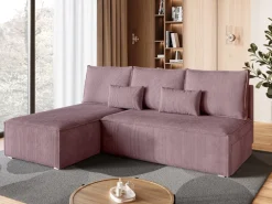 Meble Dla Dzieci|Meble Młodzieżowe></noscript>BROMARKT Nowoczesny narożnik do salonu z funkcją spania mały TOP SLIM różowy