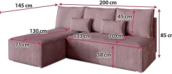 Meble Dla Dzieci|Meble Młodzieżowe></noscript>BROMARKT Nowoczesny narożnik do salonu z funkcją spania mały TOP SLIM różowy