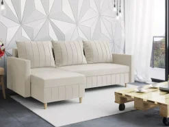 Meble Dla Dzieci|Narożniki>Rimal Nowoczesny narożnik do salonu z funkcją spania rozkładany beżowy FOCUS