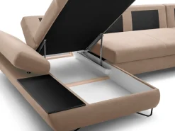 Narożniki></noscript>LASKI Nowoczesny narożnik do salonu z funkcją spania i półką LORENS