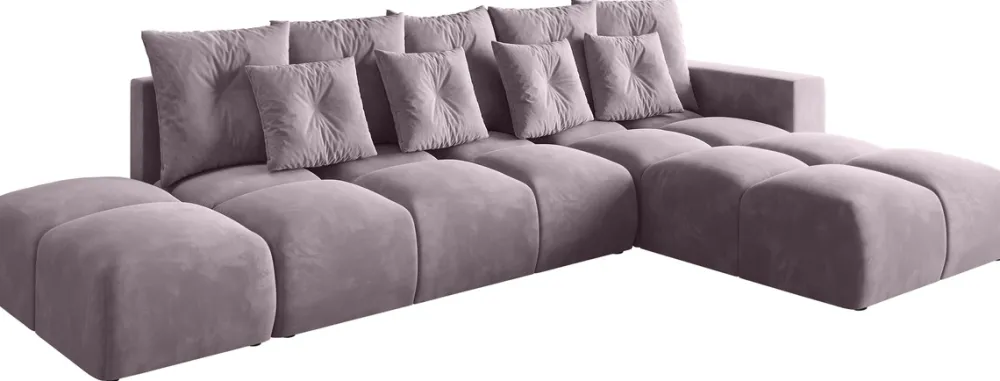 Narożniki>BROMARKT Nowoczesny narożnik rozkładany do salonu z pojemnikiem RAMIRO róż