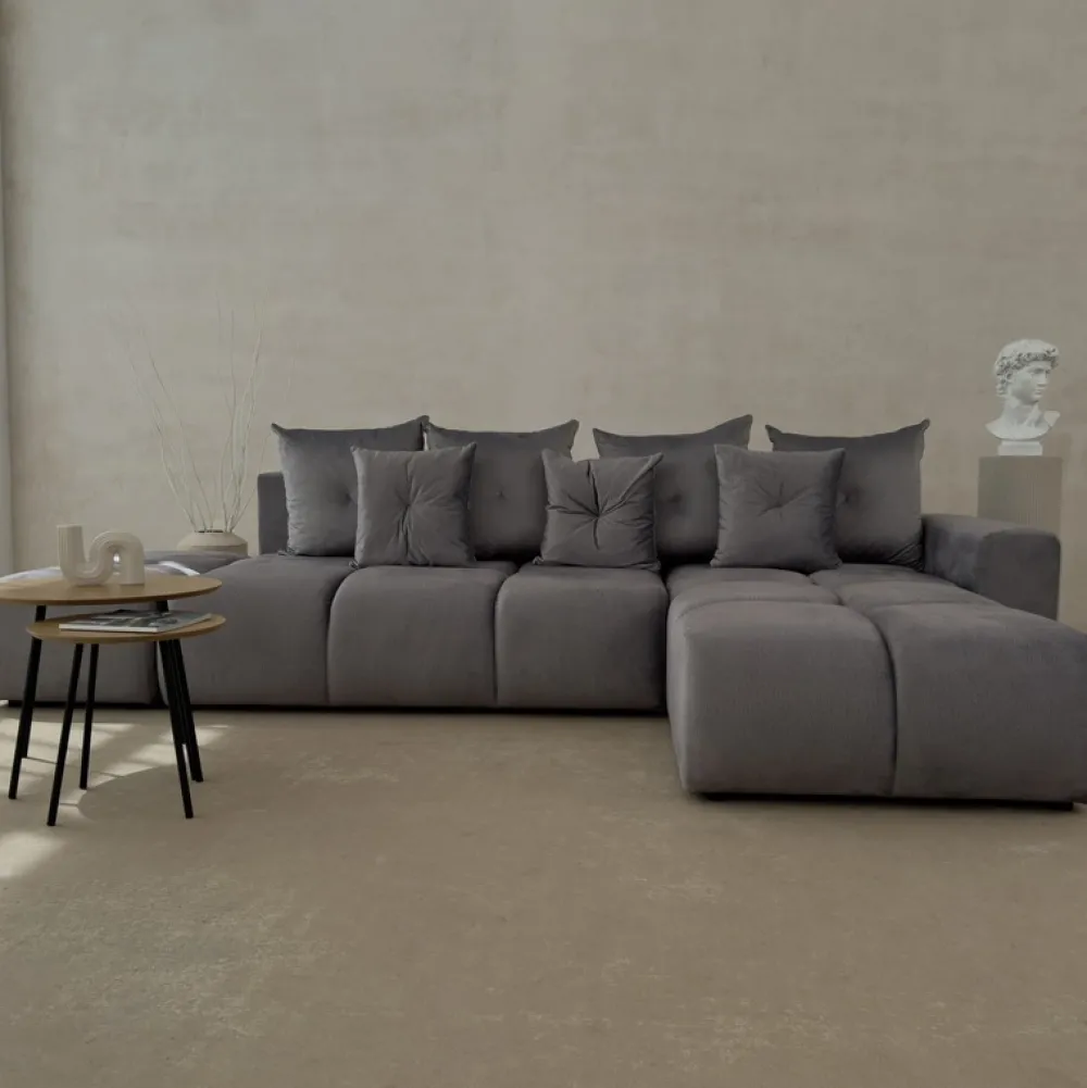 Narożniki>BROMARKT Nowoczesny narożnik rozkładany do salonu z pojemnikiem RAMIRO róż