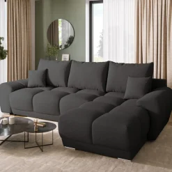 Narożniki>BROMARKT Nowoczesny narożnik rozkładana rogówka do salonu NUBES grafitowa