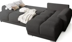 Narożniki></noscript>BROMARKT Nowoczesny narożnik rozkładana rogówka do salonu NUBES grafitowa