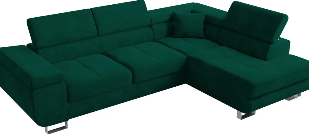 Narożniki>BROMARKT Nowoczesny narożnik z funkcją spania ANTON butelkowa zieleń