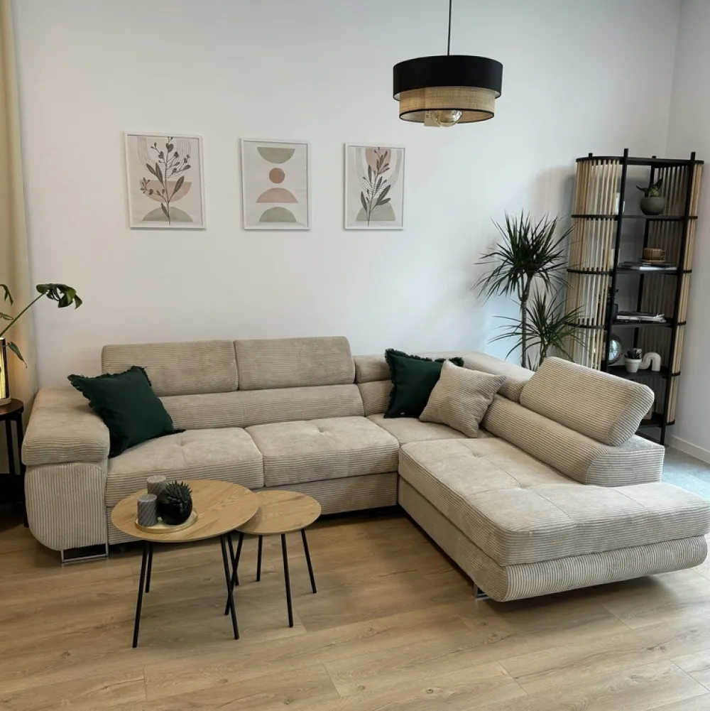 Narożniki>BROMARKT Nowoczesny narożnik z funkcją spania ANTON butelkowa zieleń