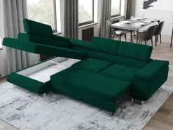 Narożniki>BROMARKT Nowoczesny narożnik z funkcją spania ANTON butelkowa zieleń