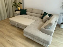 Narożniki></noscript>BROMARKT Nowoczesny narożnik z funkcją spania ANTON butelkowa zieleń