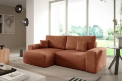 Meble Dla Dzieci|Narożniki>BROMARKT Nowoczesny narożnik z funkcją spania boucle uniwersalny ceglany z pojemnikiem CAMILO