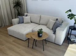 Meble Dla Dzieci|Narożniki></noscript>BROMARKT Nowoczesny narożnik z funkcją spania boucle uniwersalny ceglany z pojemnikiem CAMILO