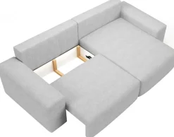 Meble Dla Dzieci|Narożniki></noscript>BROMARKT Nowoczesny narożnik z funkcją spania boucle uniwersalny ceglany z pojemnikiem CAMILO