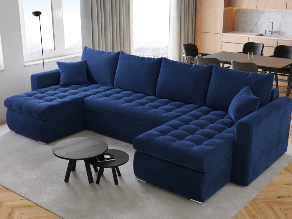 Narożniki>BROMARKT Nowoczesny narożnik z funkcją spania i pojemnikiem do salonu LUIS U