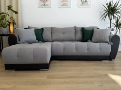 Narożniki|Meble Dla Dzieci></noscript>BROMARKT Nowoczesny narożnik z funkcją spania do salonu DOMI szary