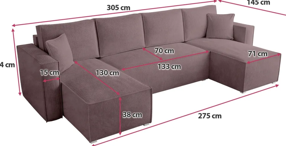 Narożniki>BROMARKT Nowoczesny narożnik z funkcją spania TOP U pojemnik na pościel