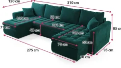 Narożniki></noscript>BROMARKT Nowoczesny narożnik z funkcją spania i pojemnikiem do salonu LUIS U