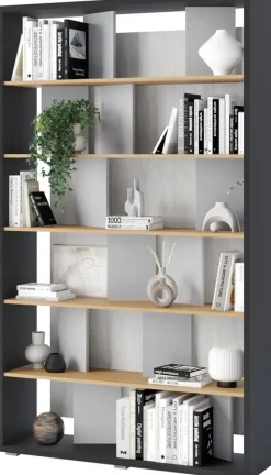 Regały Na Książki>lenart. Nowoczesny otwarty regał na książki z półkami 125 cm wysoki FITT